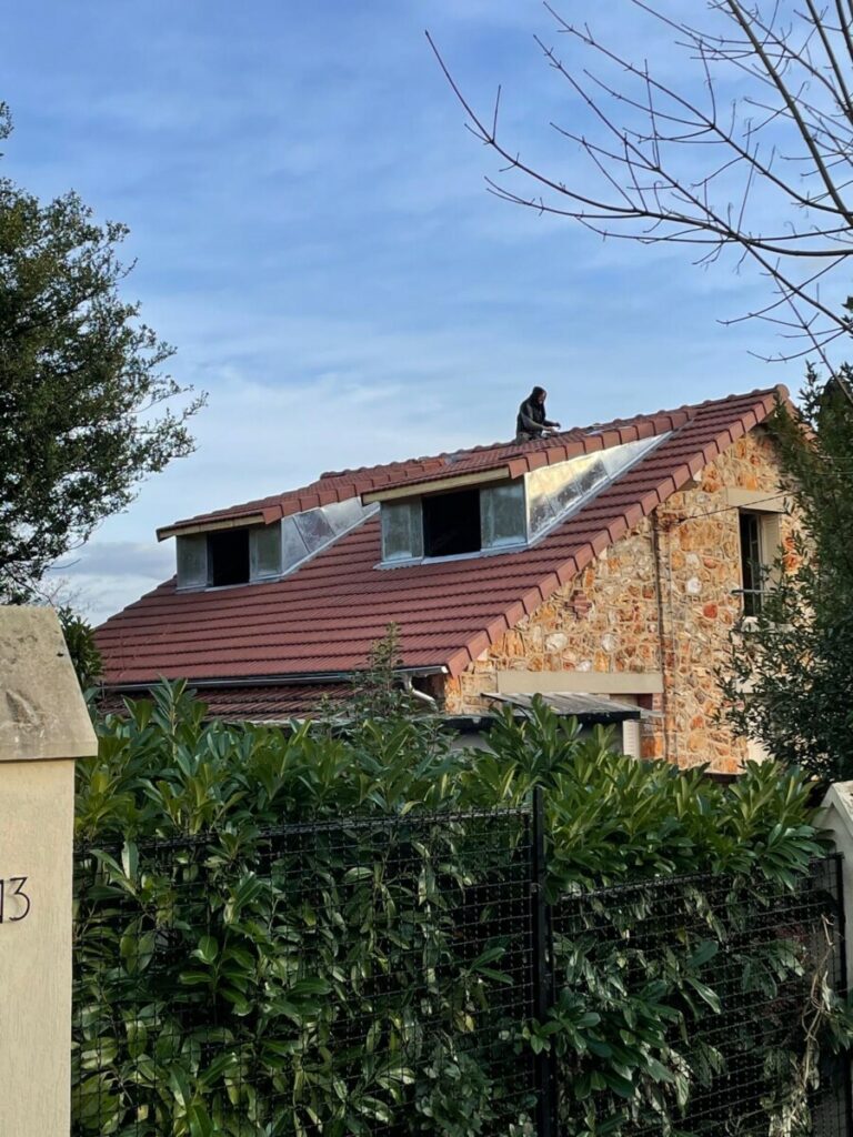 chien assis rénové côté en zinc avec la toiture rénovée elle aussi FIN